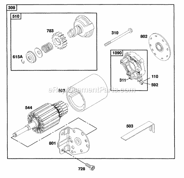 Briggs and Stratton 258707-0102-01 Engine Electric Starter Diagram