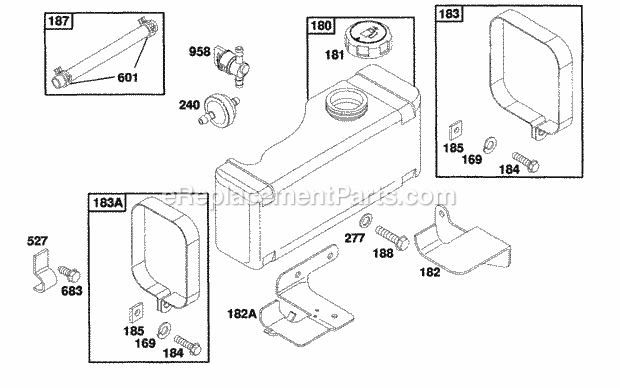 Briggs and Stratton 258707-0122-01 Engine Fuel Tank Assy Diagram