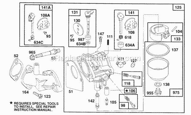 Briggs and Stratton 259702-0104-01 Engine Carburetor Assembly Diagram
