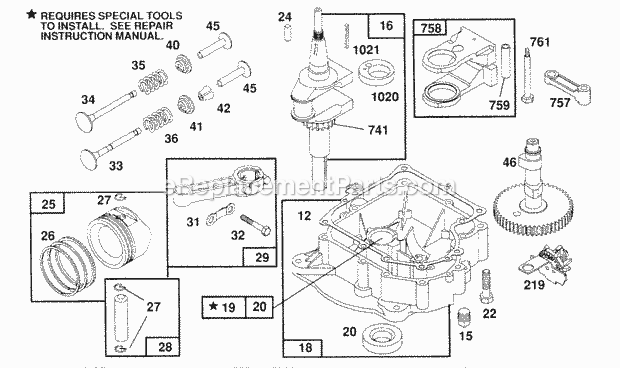 Briggs and Stratton 259707-0102-01 Engine Rewind Starter Assembly Diagram