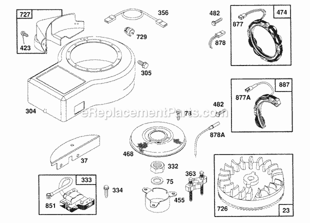 Briggs and Stratton 259707-0116-01 Engine Blower Hsg,Alternator,Elect Diagram