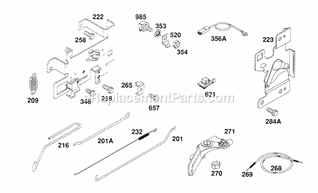 Briggs and Stratton 259707-0116-01 Engine Control Bracker Assembly Diagram