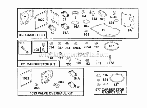 Briggs & Stratton 260777-0123-01 Engine Gasket Sets Diagram