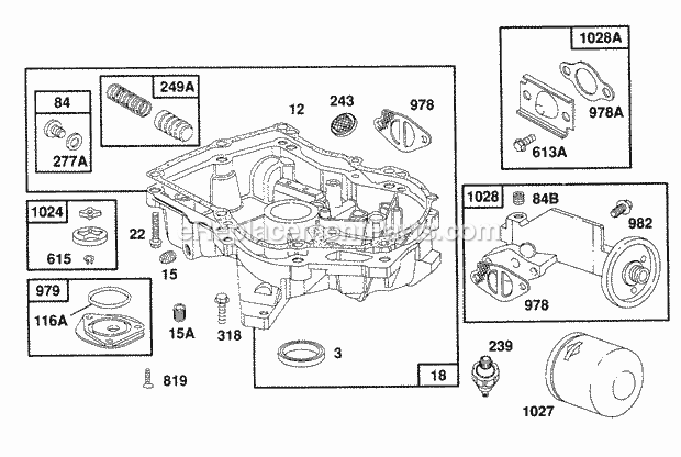 Briggs & Stratton 261772-0122-01 Engine Sump Base AssemblyOil Pump Diagram