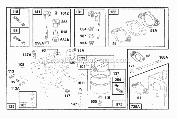 Briggs & Stratton 261772-0122-01 Engine Carburetor Assembly Diagram