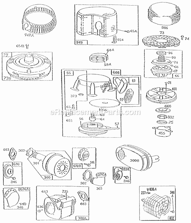 Briggs and Stratton 280707-0118-01 Engine MufflersRewindFlywheels Diagram