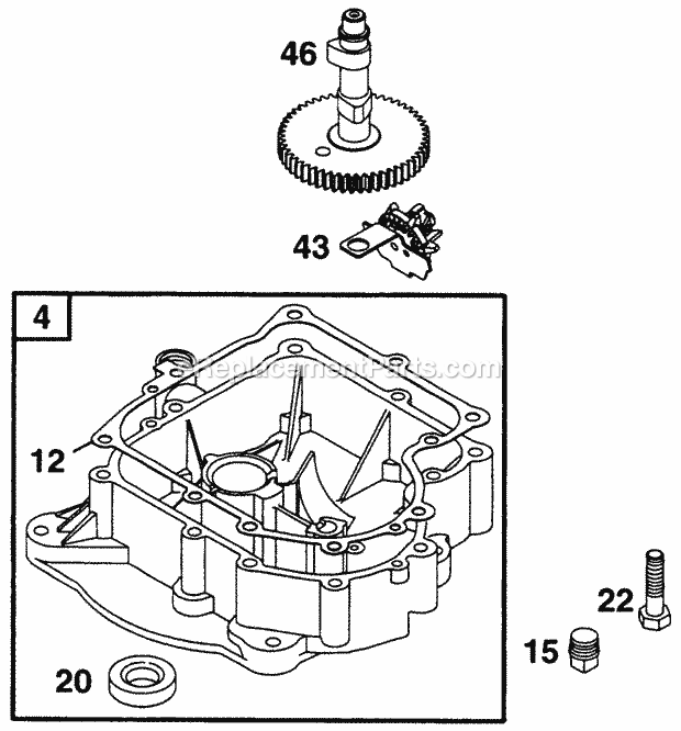 Briggs and Stratton 282707-0026-01 Engine Sump Base Cam Diagram