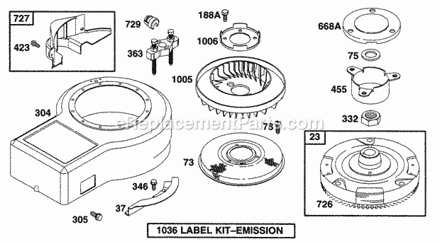 Briggs and Stratton 282707-0026-01 Engine Blower Hsg Flywheel Diagram