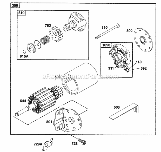 Briggs and Stratton 282707-0026-01 Engine Electric Starter Diagram