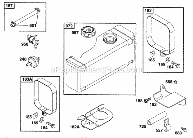 Briggs and Stratton 282707-0027-99 Engine Fuel Tank Assy Diagram