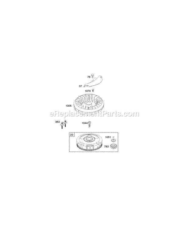 Briggs and Stratton 283H07-0399-E1 Engine Flywheel Diagram