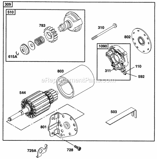 Briggs and Stratton 285707-0613-A1 Engine Electric Starter Diagram