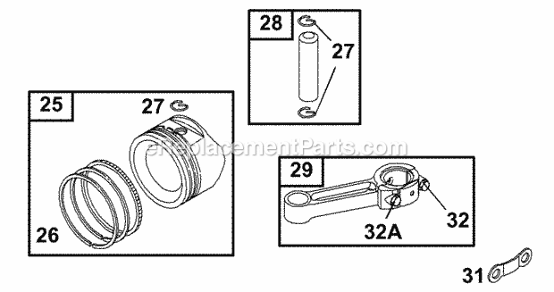 Briggs and Stratton 288707-0101-01 Engine Piston Group Diagram