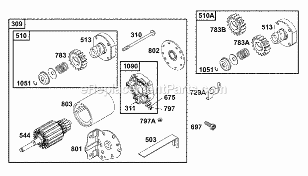 Briggs and Stratton 288707-0170-01 Engine Electric Starter Diagram