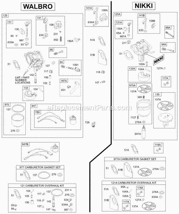 Briggs and Stratton 28N707-1142-E1 Engine Carburetor Diagram