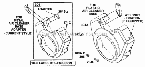 Briggs and Stratton 290442-0034-99 Engine Blower Housing Chart Diagram