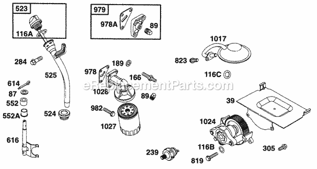 Briggs & Stratton 290442-0330-99 Engine Oil Grp Diagram