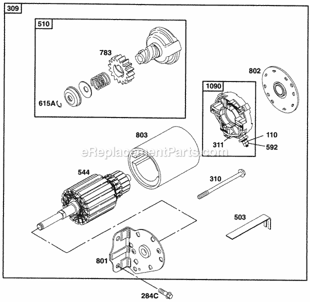 Briggs and Stratton 290442-0347-01 Engine Electric Starter Diagram