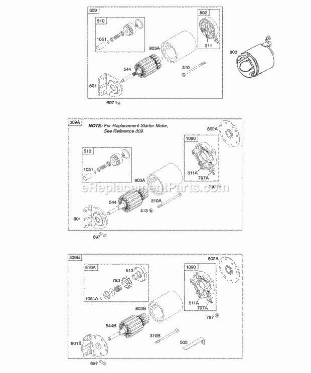 Briggs and Stratton 294440-1178-A1 Engine Electric Starter Diagram