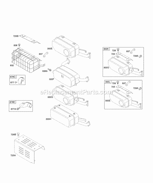 Briggs and Stratton 294446-0462-01 Engine Exhaust System Diagram