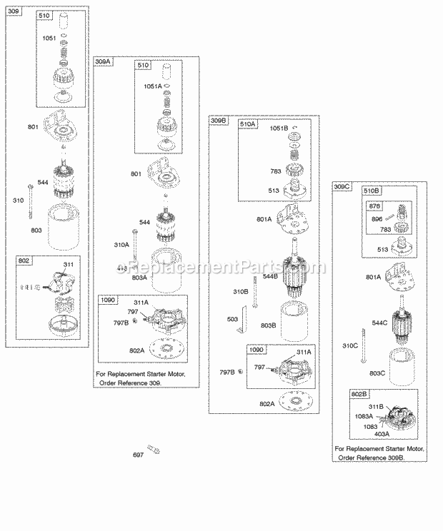 Briggs and Stratton 294777-0017-01 Engine Electric Starter Diagram