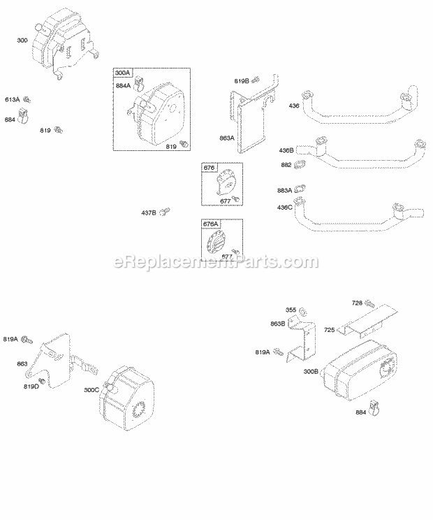 Briggs and Stratton 294777-0017-01 Engine Exhaust System Diagram