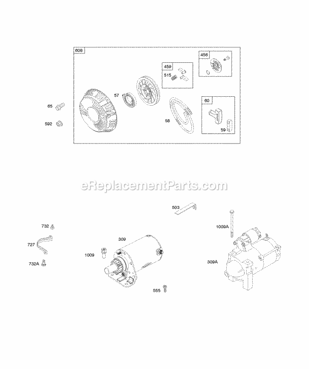 Briggs and Stratton 295347-0120-G1 Engine Electric Starter Rewind Starter Diagram