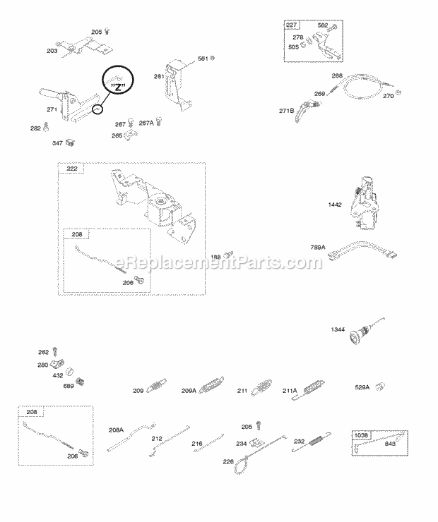 Briggs & Stratton 295347-0198-F1 Engine Controls Governor Spring Diagram