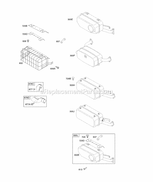 Briggs and Stratton 303437-0100-01 Engine Exhaust System 1 Diagram