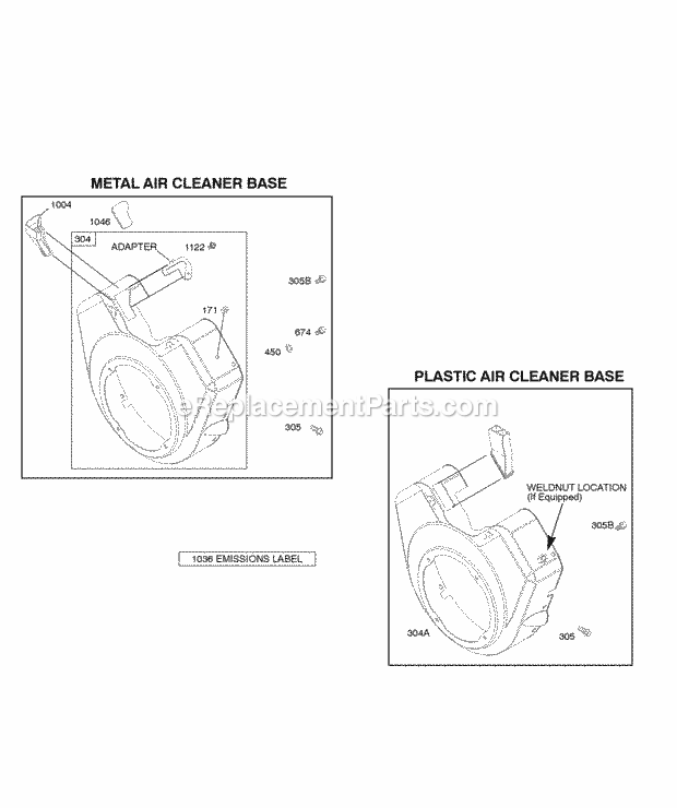 Briggs and Stratton 303442-1095-A1 Engine Blower Housing Diagram