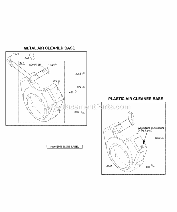 Briggs and Stratton 303447-0325-01 Engine Blower Housing Diagram