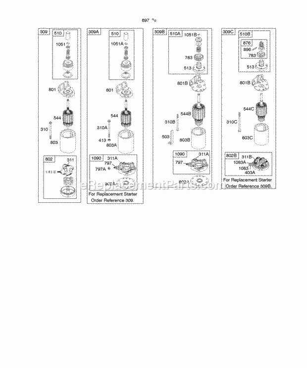 Briggs and Stratton 303777-0015-02 Engine Electric Starter Diagram