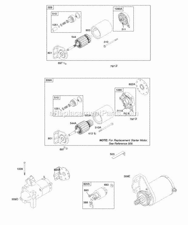 Briggs and Stratton 305447-0150-E1 Engine Shrouds Air Guides Diagram