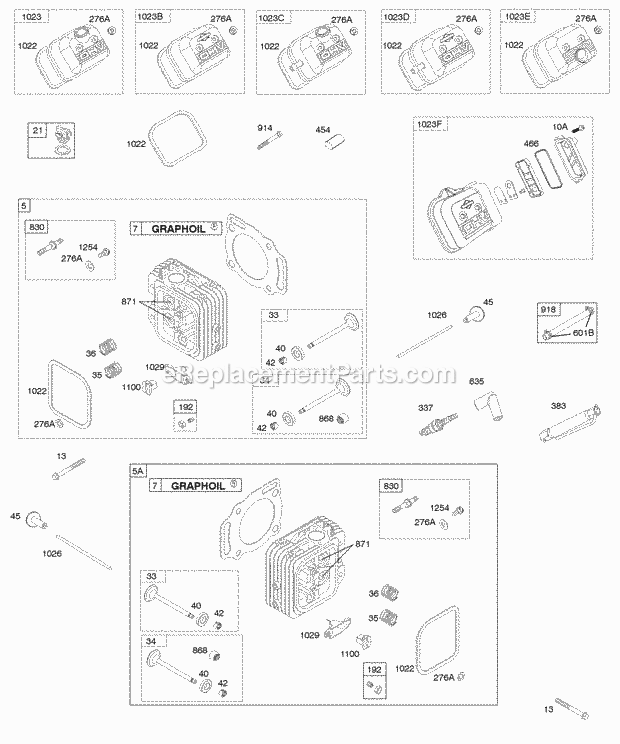 Briggs and Stratton 305447-0298-G1 Engine Cylinder Head Valve Covers Diagram