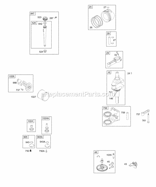 Briggs and Stratton 310707-0101-E1 Engine Crankshaft Oil Camshaft Piston Diagram