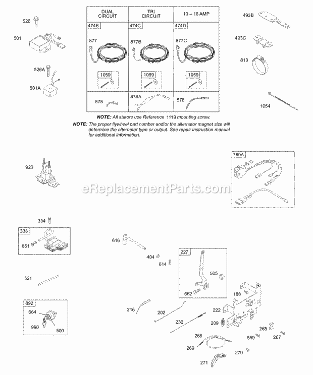 Briggs and Stratton 312707-0136-E1 Engine Alternator Controls Ignition Diagram