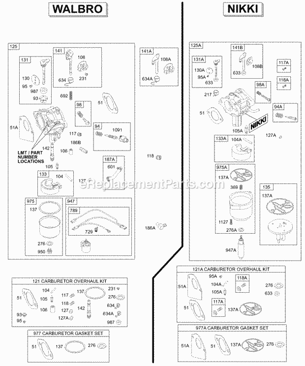 Briggs and Stratton 312707-0136-E1 Engine Carburetor KitGasket Sets - Carburetor Diagram
