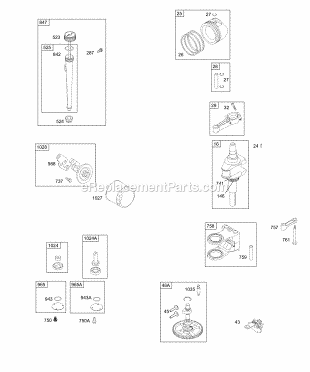 Briggs and Stratton 312777-0129-E1 Engine Cam Crankshaft Oil Piston Diagram