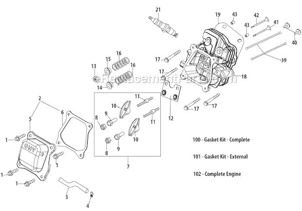 Troy-Bilt 31A-2M5E711 (2012) Squall 210 Snowblower Cylinder Head Diagram