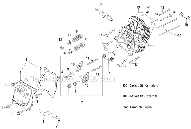 Troy-Bilt 31A-2M5E766 (2012) Squall 210 Snowblower Cylinder Head Diagram