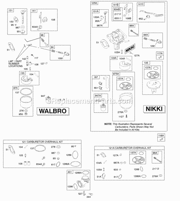 Briggs & Stratton 31G777-3304-G1 Engine Carburetor Kit-Carburetor Overhaul Diagram