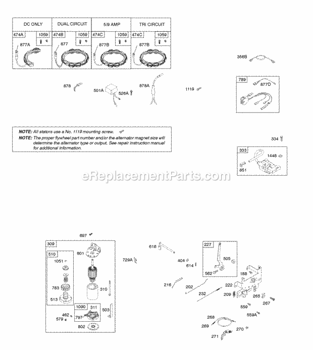 Briggs and Stratton 31Q677-0126-B1 Engine Controls Electric Starter Governor Spring Ignition Diagram