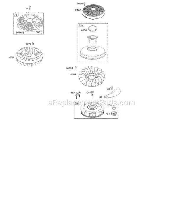 Briggs and Stratton 31Q677-0126-B1 Engine Flywheel Diagram