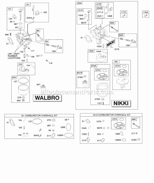 Briggs and Stratton 31Q777-0036-B1 Engine Carburetor Fuel Supply Kit - Carburetor Overhaul Diagram