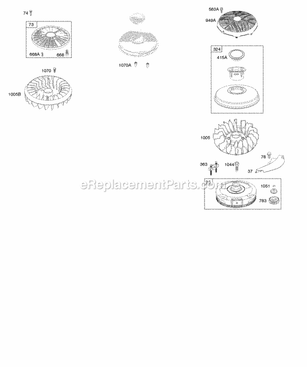 Briggs and Stratton 31Q777-0112-E1 Engine Flywheel Diagram