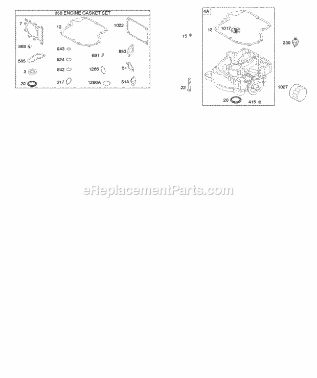 Briggs and Stratton 31Q777-0113-G1 Engine Engine Sump Gasket Set - Engine Diagram