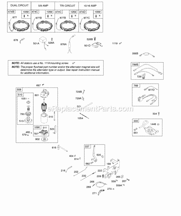 Briggs and Stratton 31Q777-0215-E1 Engine Controls Electric Starter Governor Spring Ignition Diagram