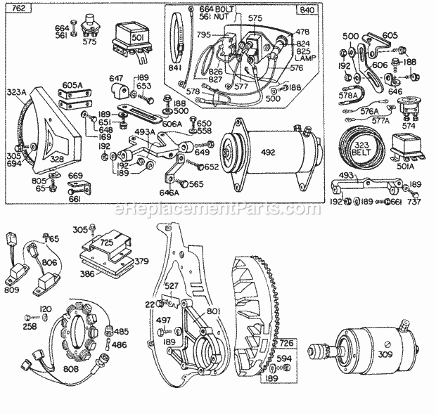 Briggs and Stratton 325435-0141-99 Engine Electric Starter Misc Elect Diagram