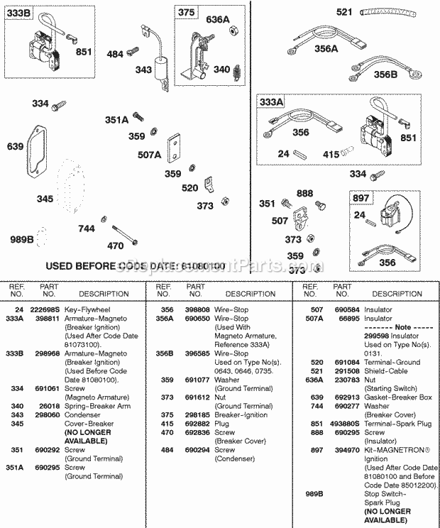 Briggs & Stratton 326431-0159-99 Engine Armatures Wires Diagram