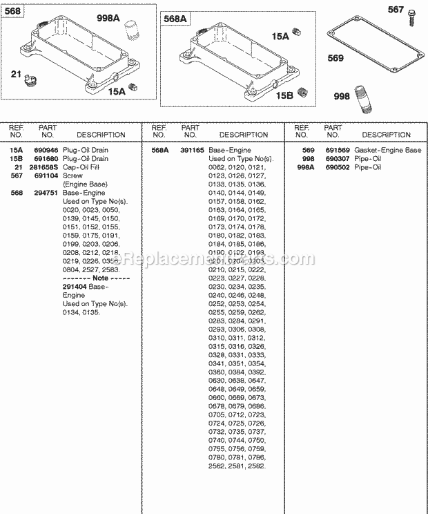 Briggs and Stratton 326431-0248-99 Engine Engine Base Diagram